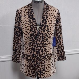 Apt. 9.  women's  Animal Print Long Boyfriend Blazer in Tan and Black